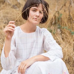 Plaid Ikat Dress by Injiri